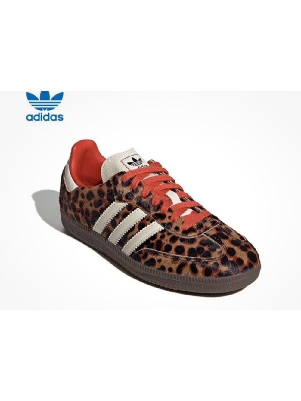 Adidas Samba OG Red Leopard Print Striped Trainers Sneakers Mens 9.5 Womens 10.5 - Picture 2 of 15